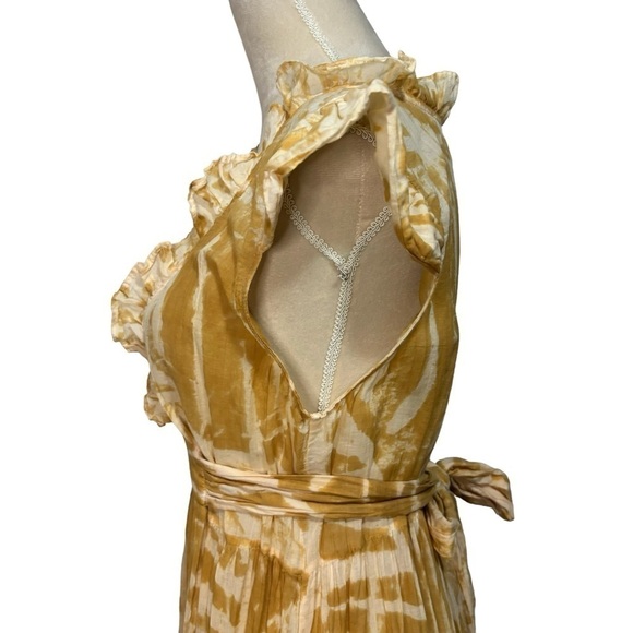 Amanda Bond Emma Dress Gold Leaf Hand Dyed One of a Kind Maxi Dress M/L - Picture 5 of 12